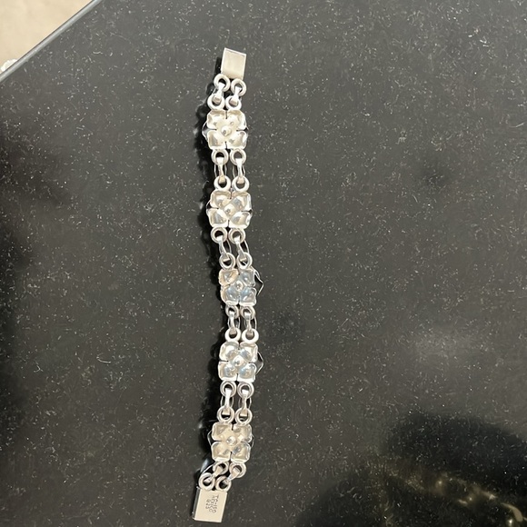 Heavy Taxco Sterling rose link bracelet - Picture 5 of 5